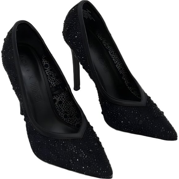 Aqua x Wicked Rhinestone Embellished Pumps Black Pointed Toe Heels US 6M - Picture 4 of 6